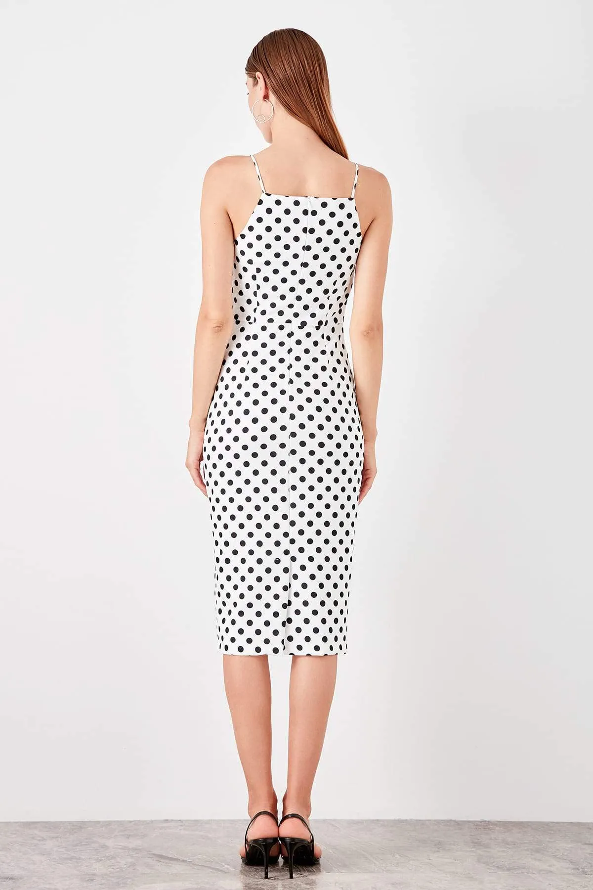 10916 Ecru Polka Dot Pencil Dress