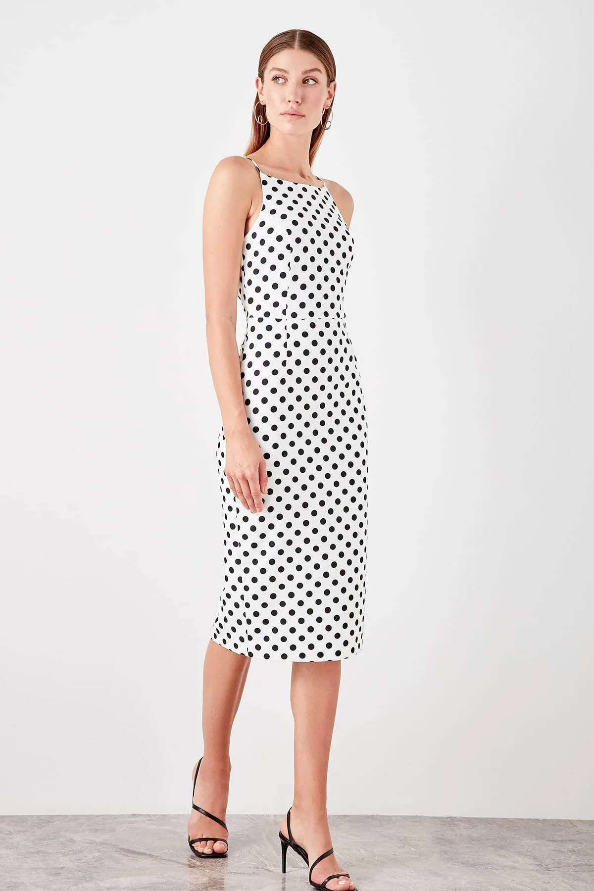 10916 Ecru Polka Dot Pencil Dress