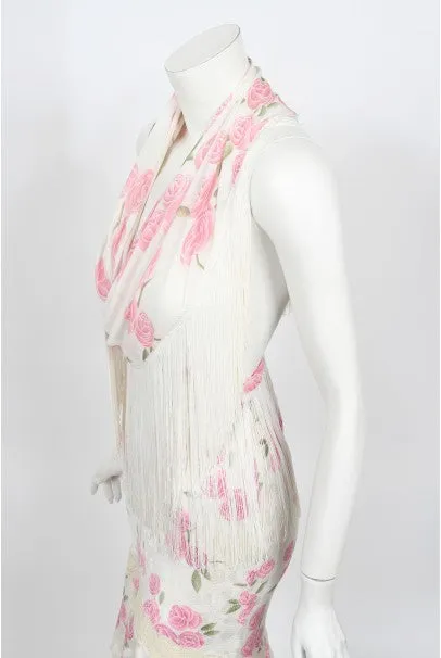 1999 Christian Dior by Galliano Pink Roses Silk Lace Bias-Cut Skirt Set