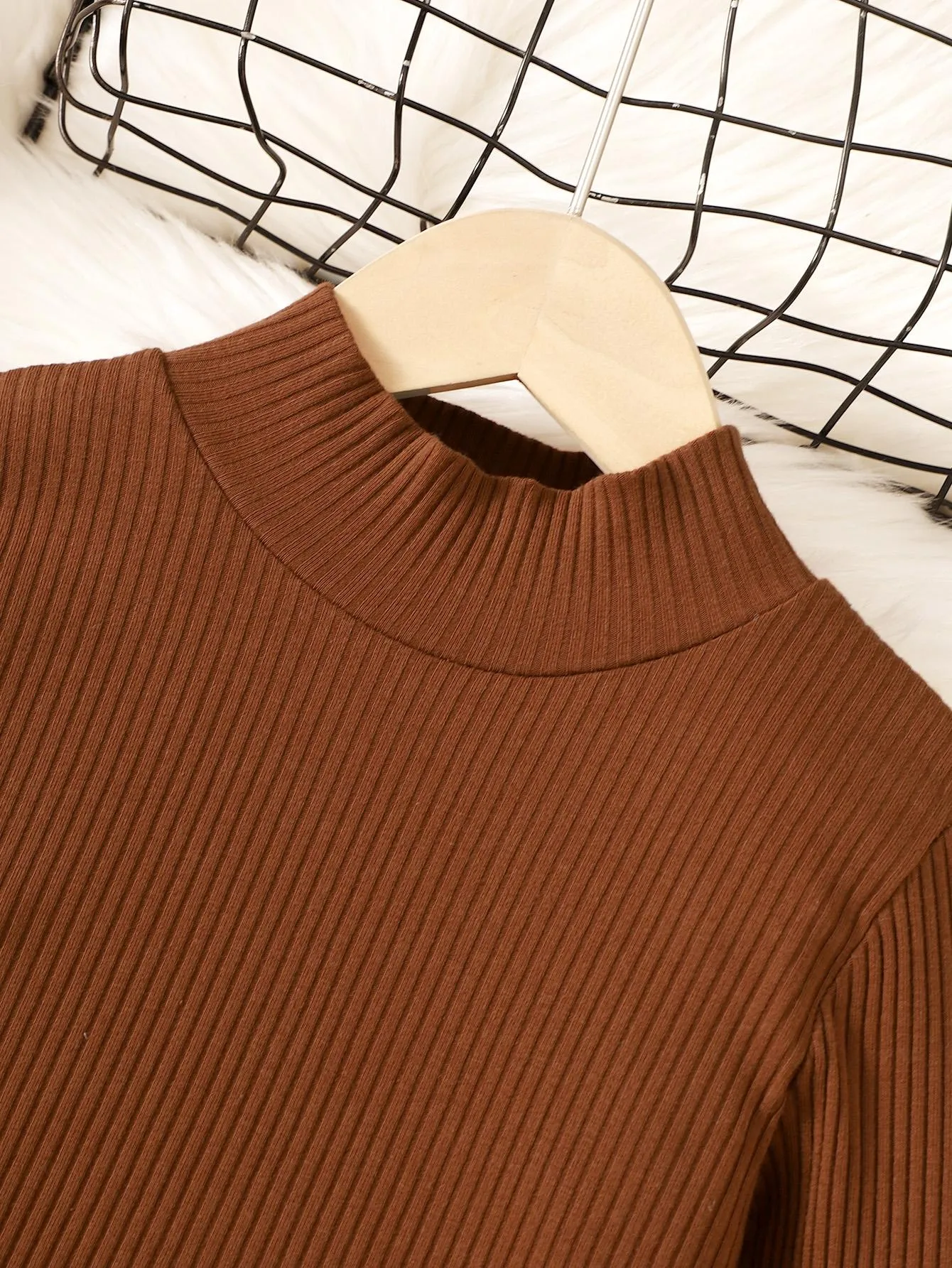 5-14Y Kids Clothes Girls Skirts Sets For Spring Autunmu Stand-up Collar Solid Color Tops Button Skirts 2Pcs  Brown Catpapa 462305005