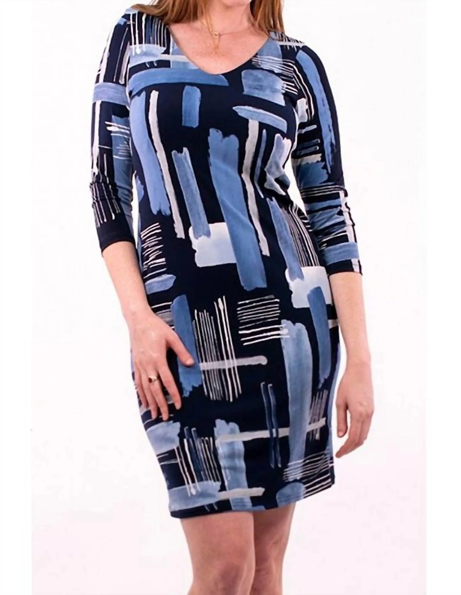 Abstract Painted V-Neck Dress