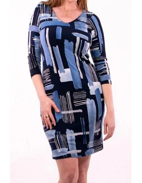 Abstract Painted V-Neck Dress