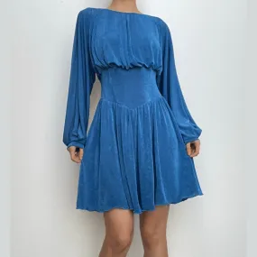 BerryBetty - Button ruched corset solid long sleeve mini dress