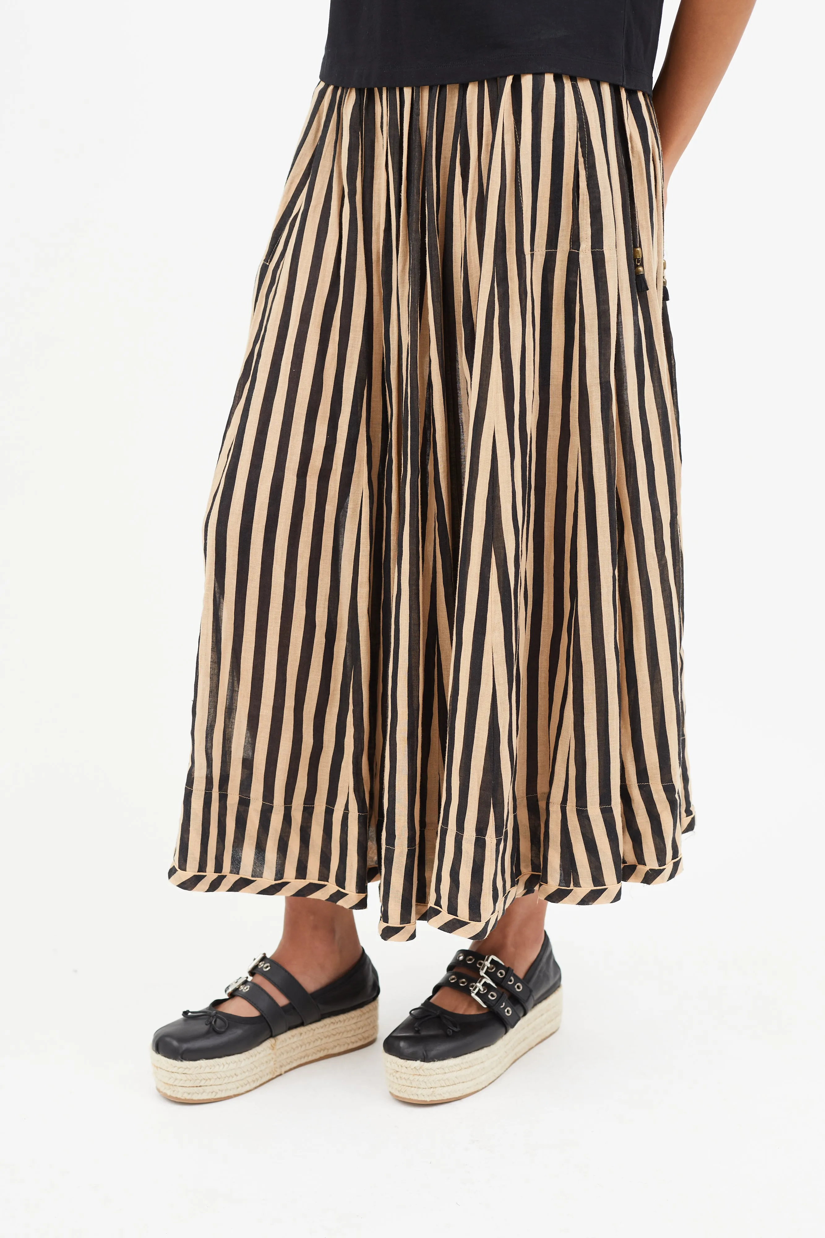 Black & Beige Stripe Skirt