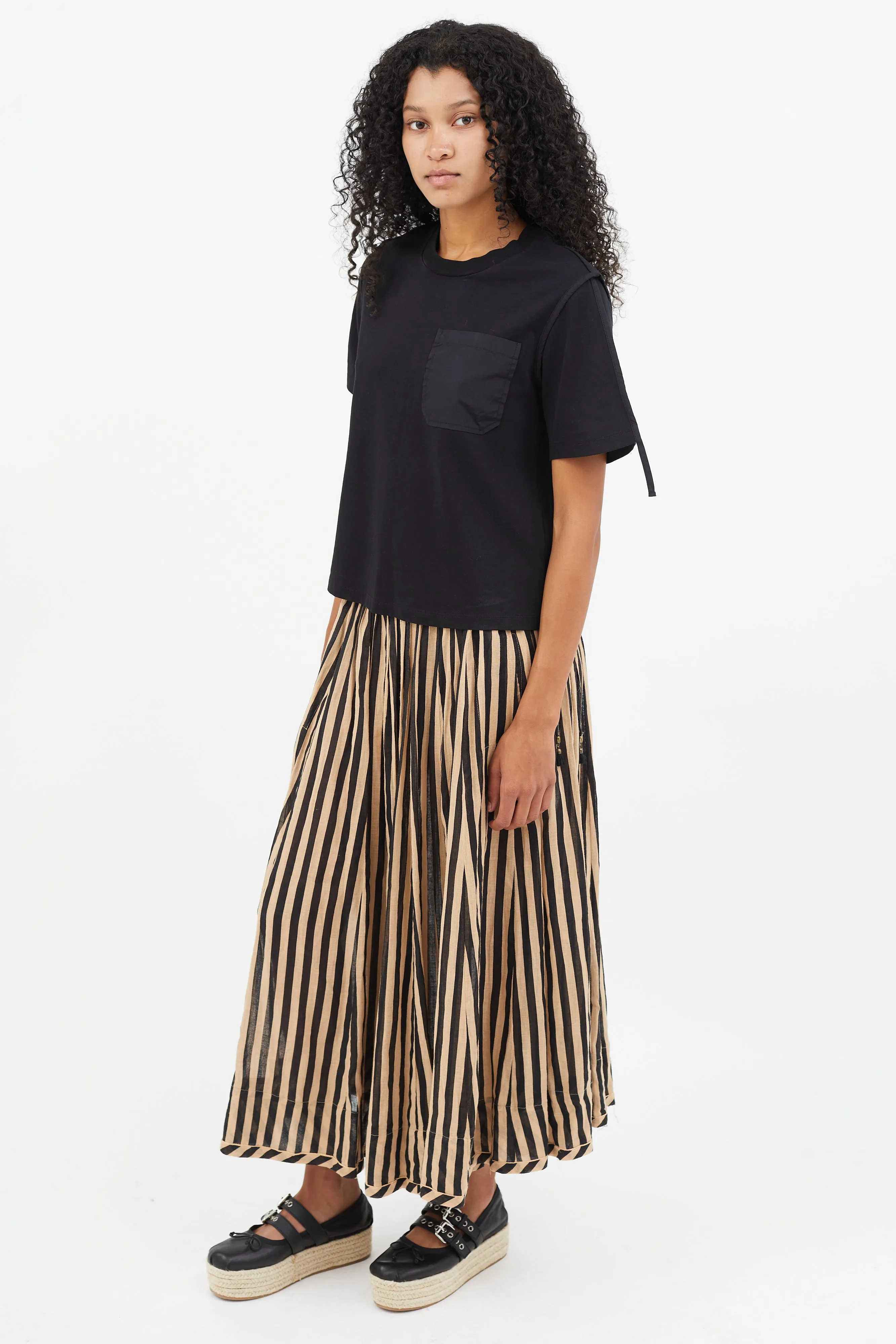 Black & Beige Stripe Skirt