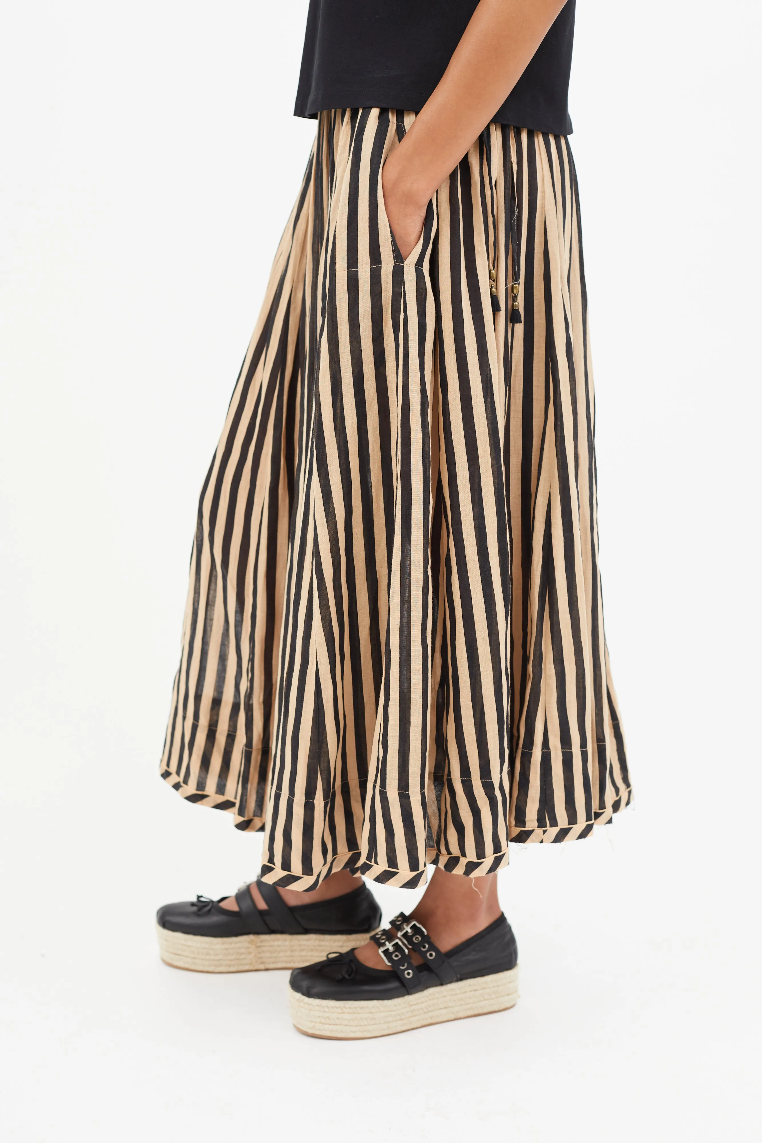 Black & Beige Stripe Skirt