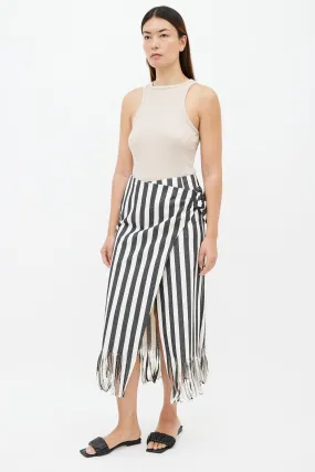 Black & Cream Fringe Wrap Skirt