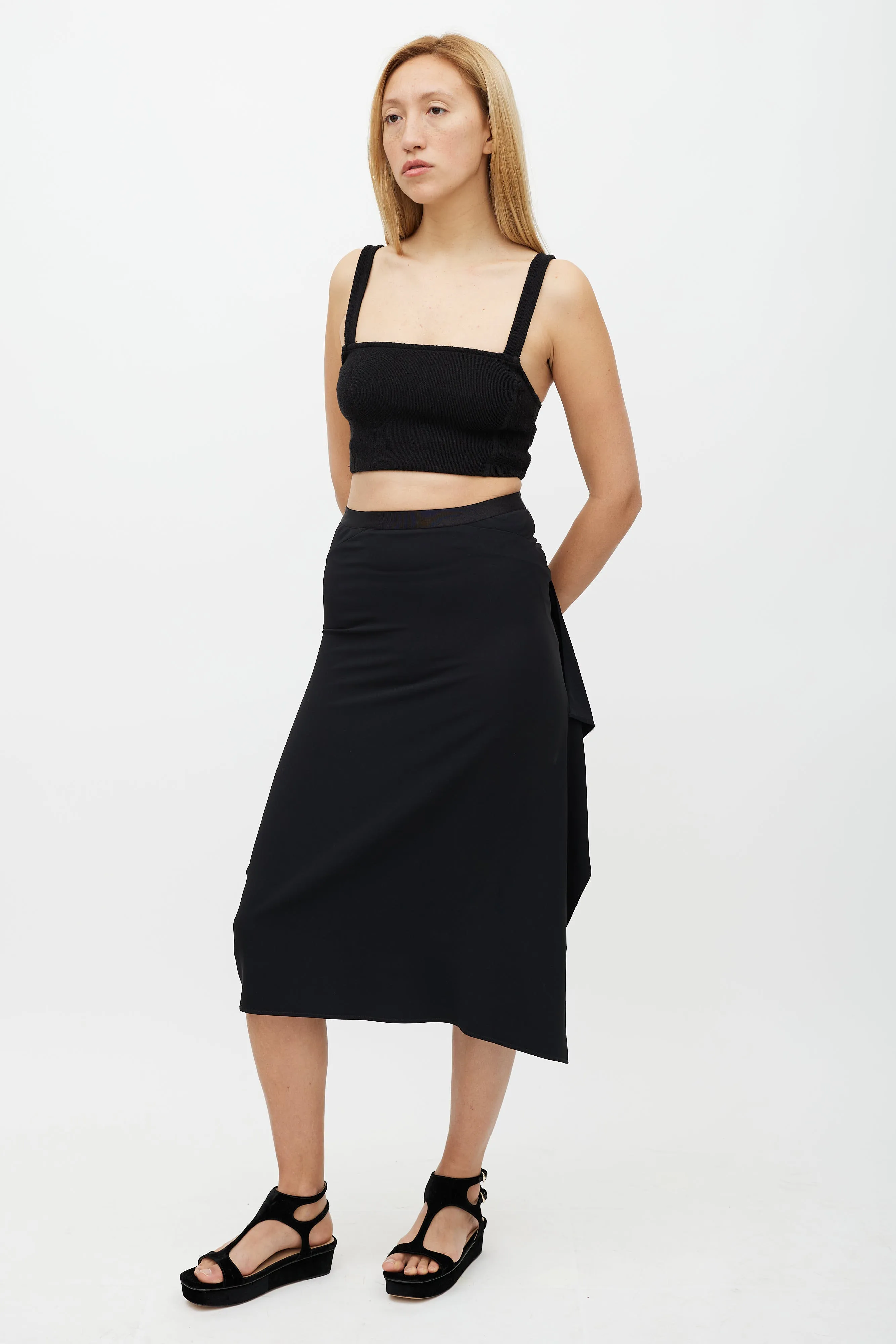 Black Asymmetrical Ruffled Skirt