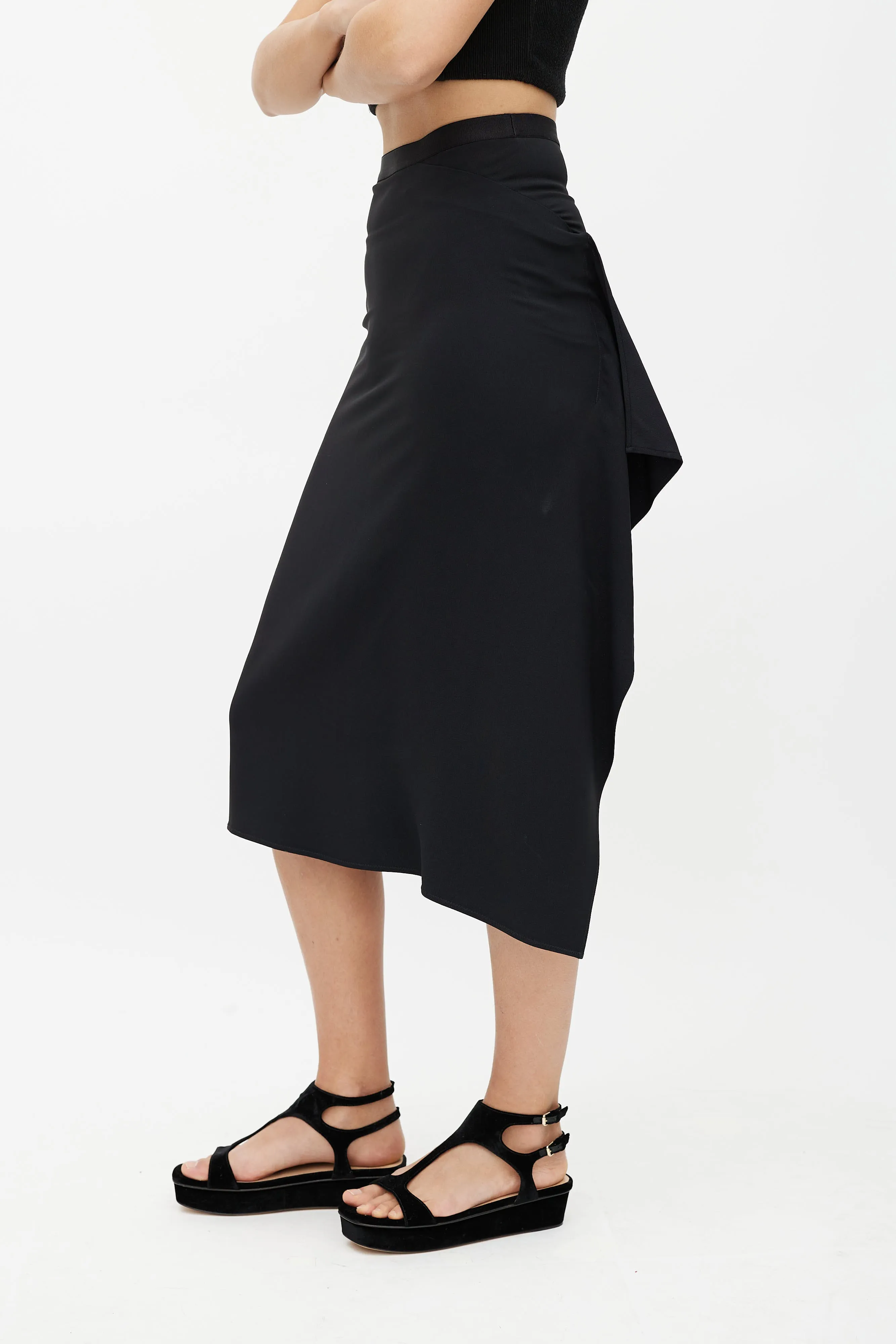 Black Asymmetrical Ruffled Skirt