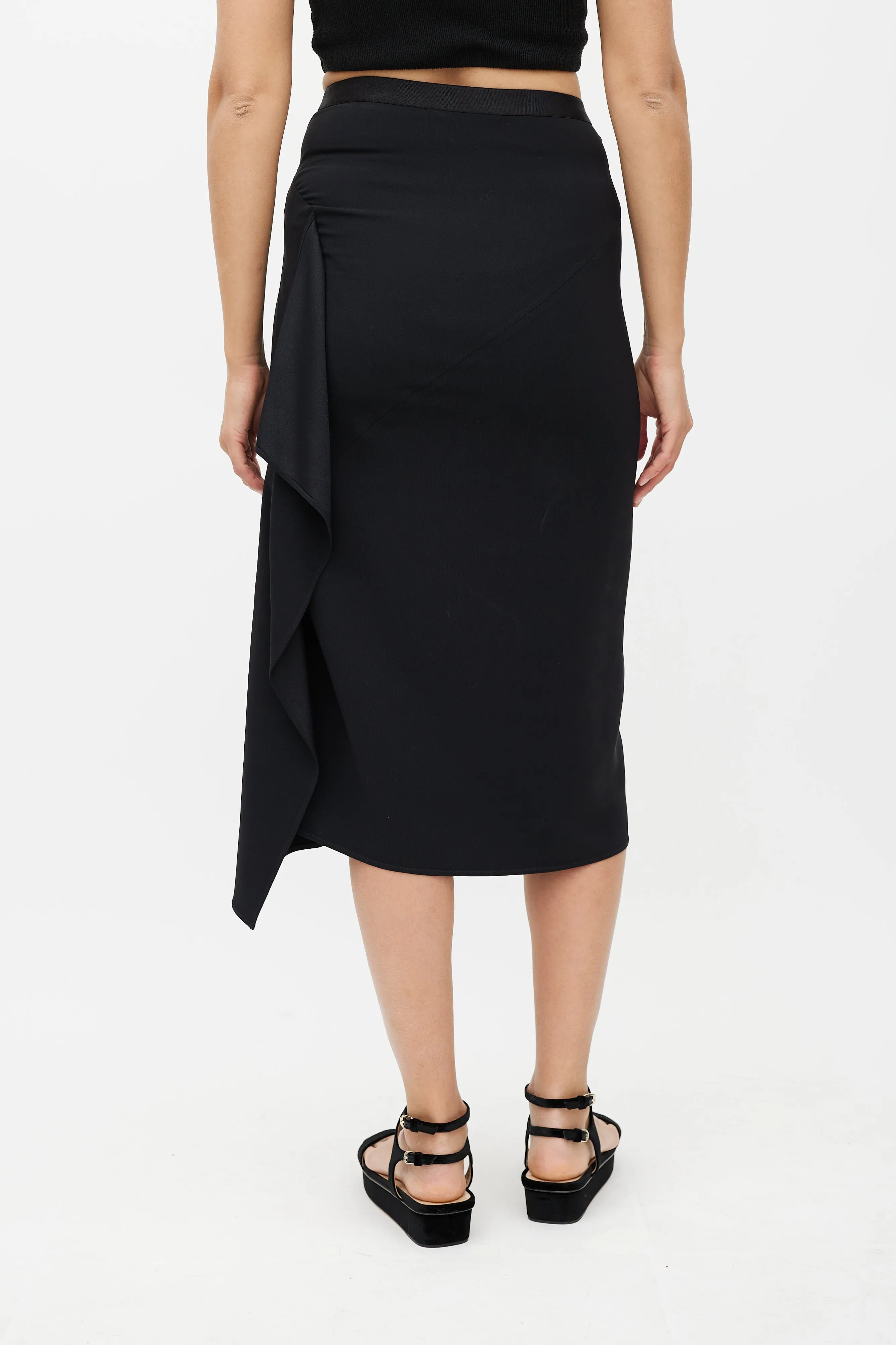 Black Asymmetrical Ruffled Skirt