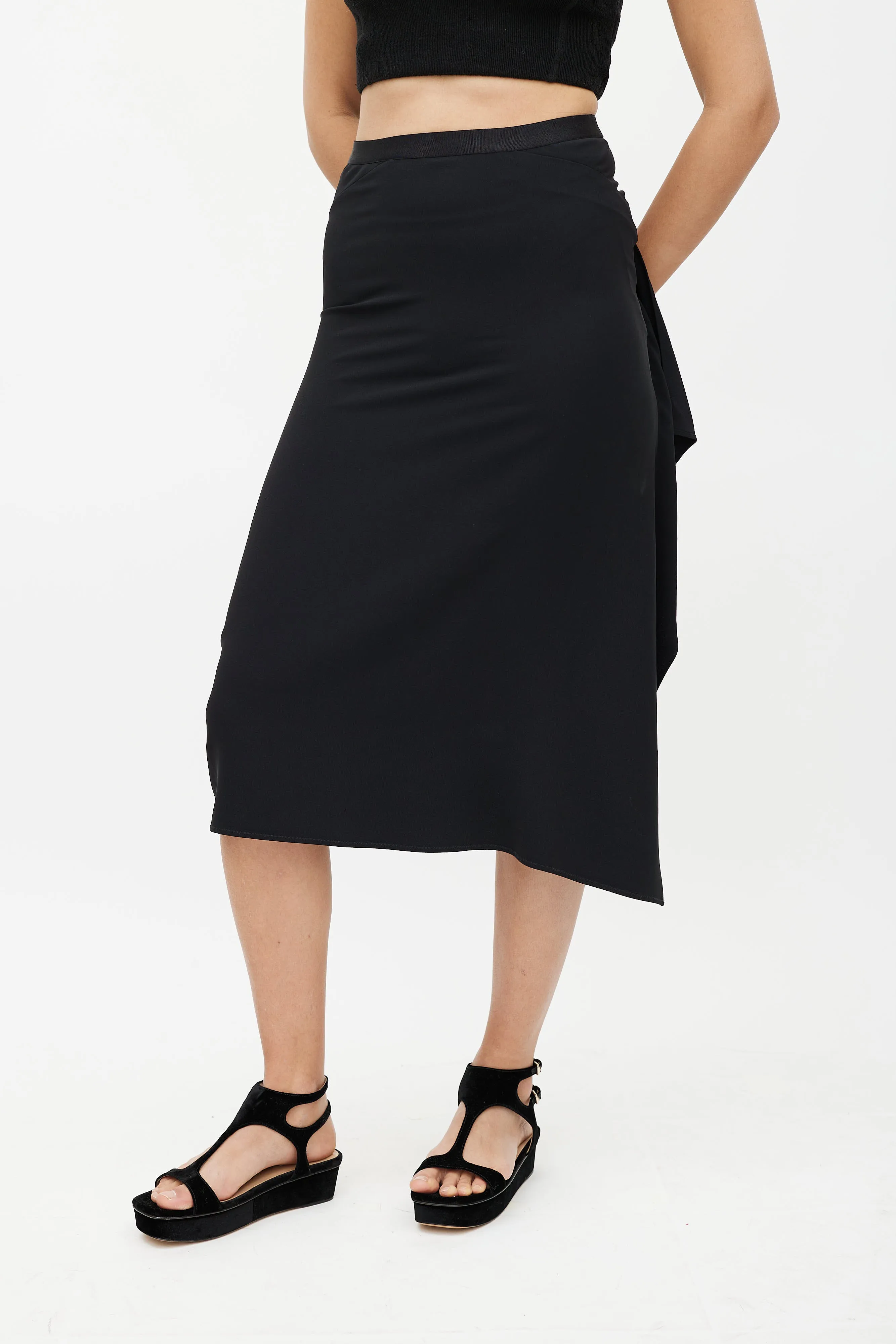 Black Asymmetrical Ruffled Skirt