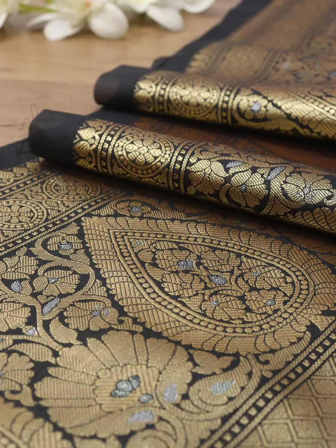 Black Banarasi Silk Lace ( 1 Mtr )