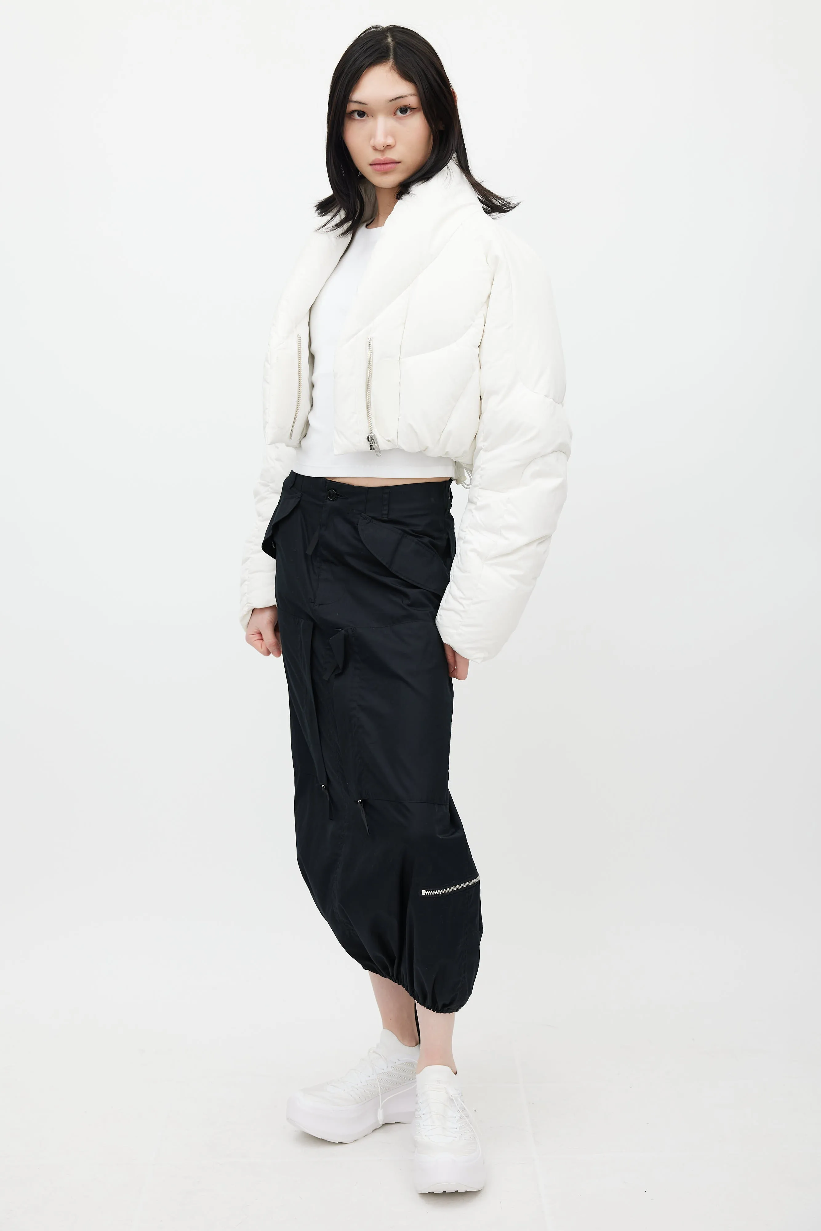 Black Cargo Drawstring Skirt