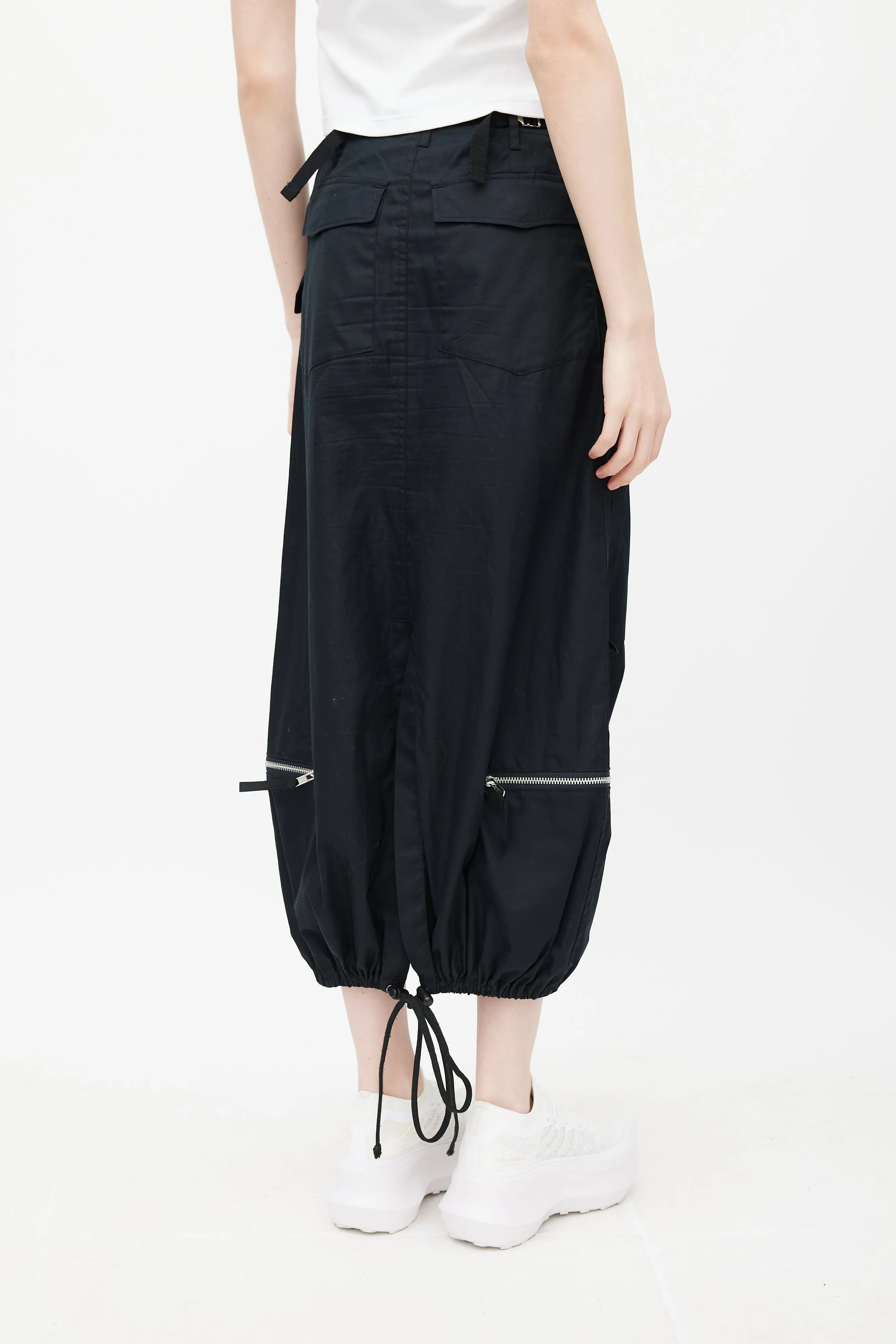 Black Cargo Drawstring Skirt