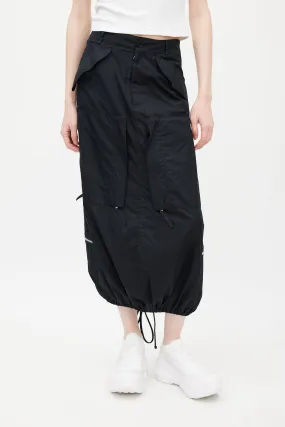 Black Cargo Drawstring Skirt