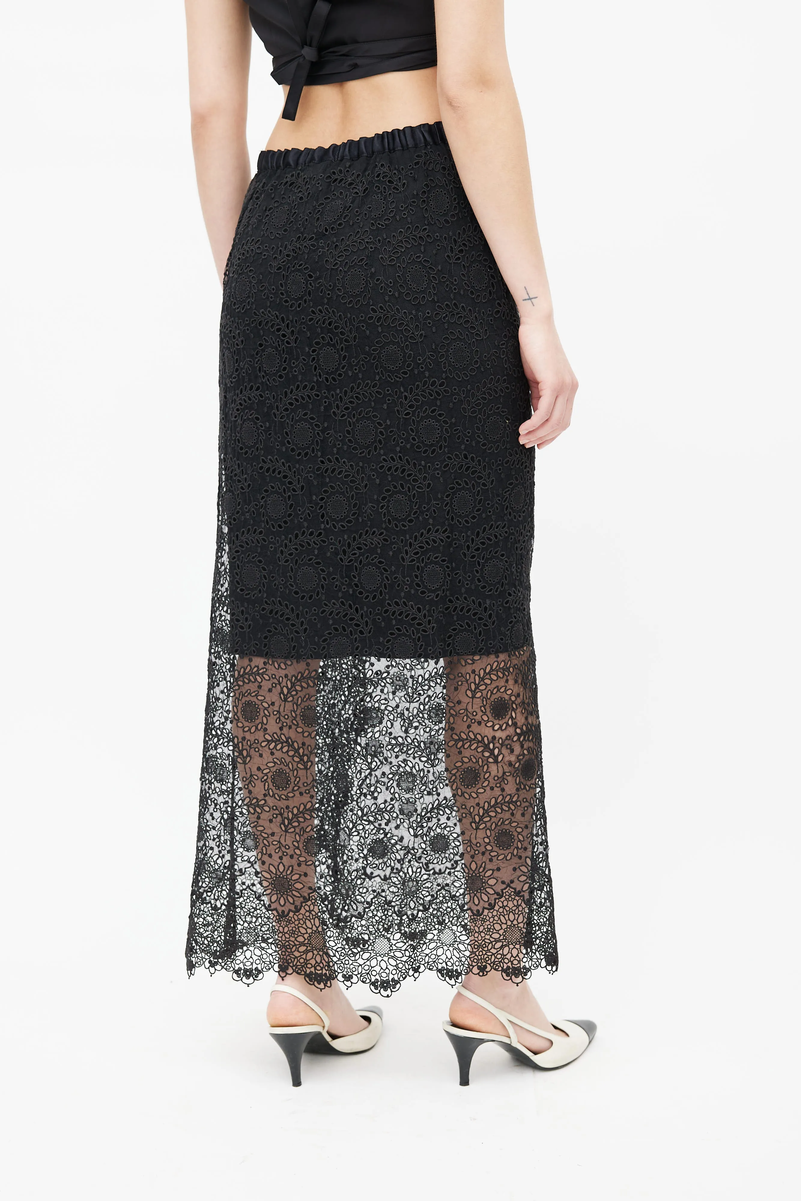 Black Eyelet Lace Skirt