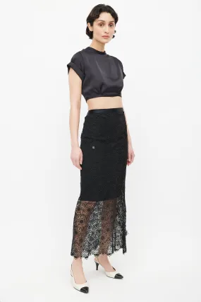 Black Eyelet Lace Skirt