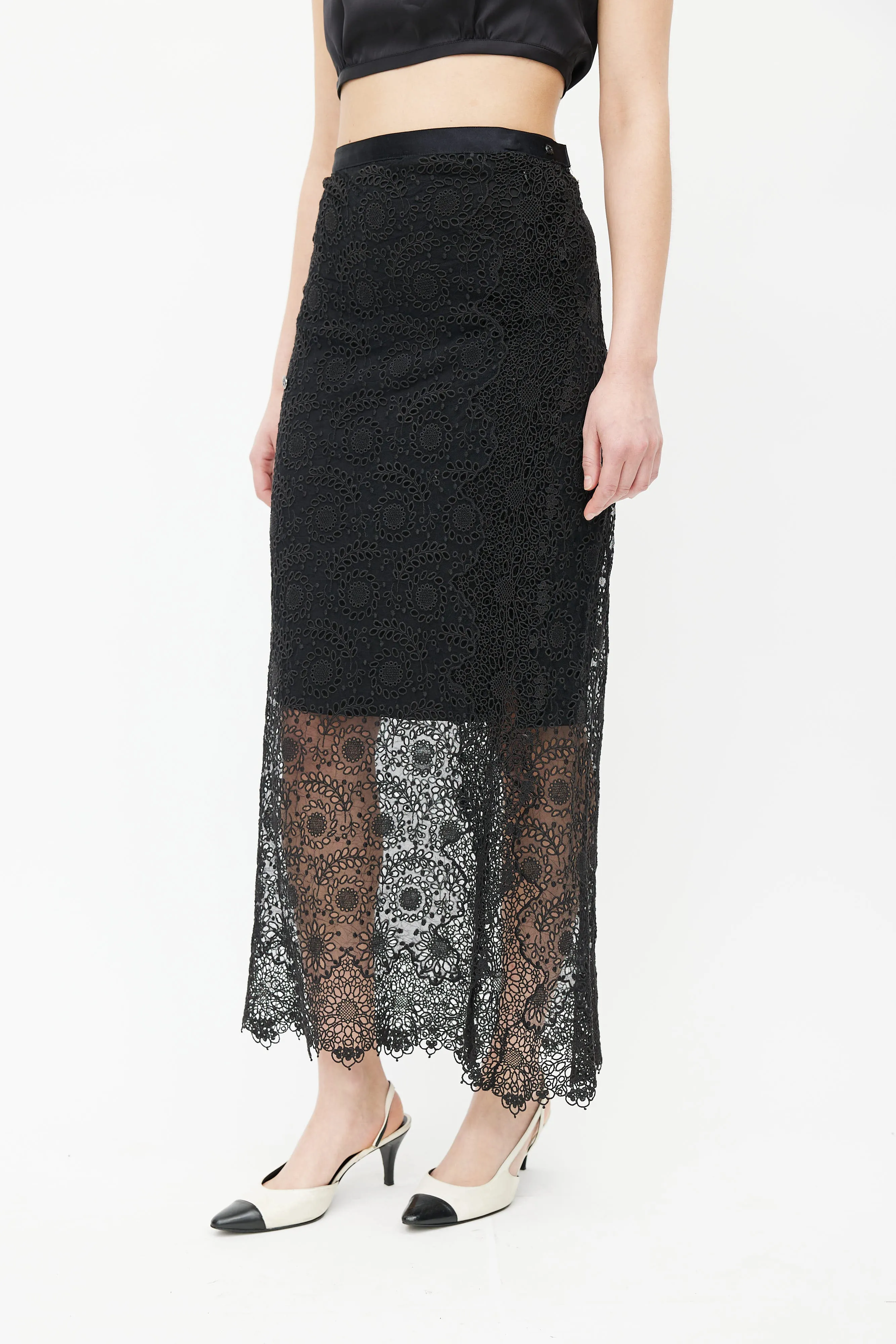 Black Eyelet Lace Skirt