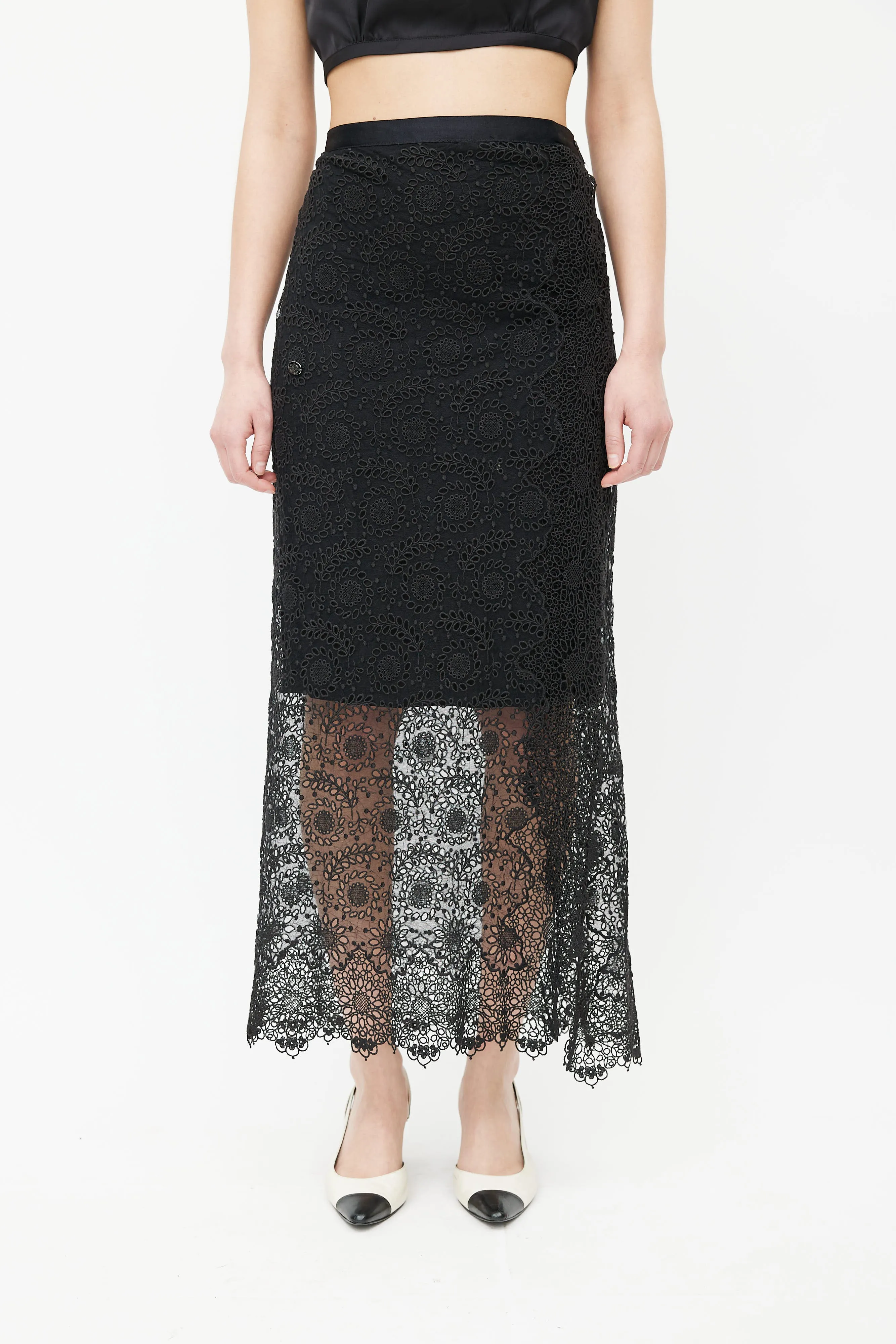 Black Eyelet Lace Skirt