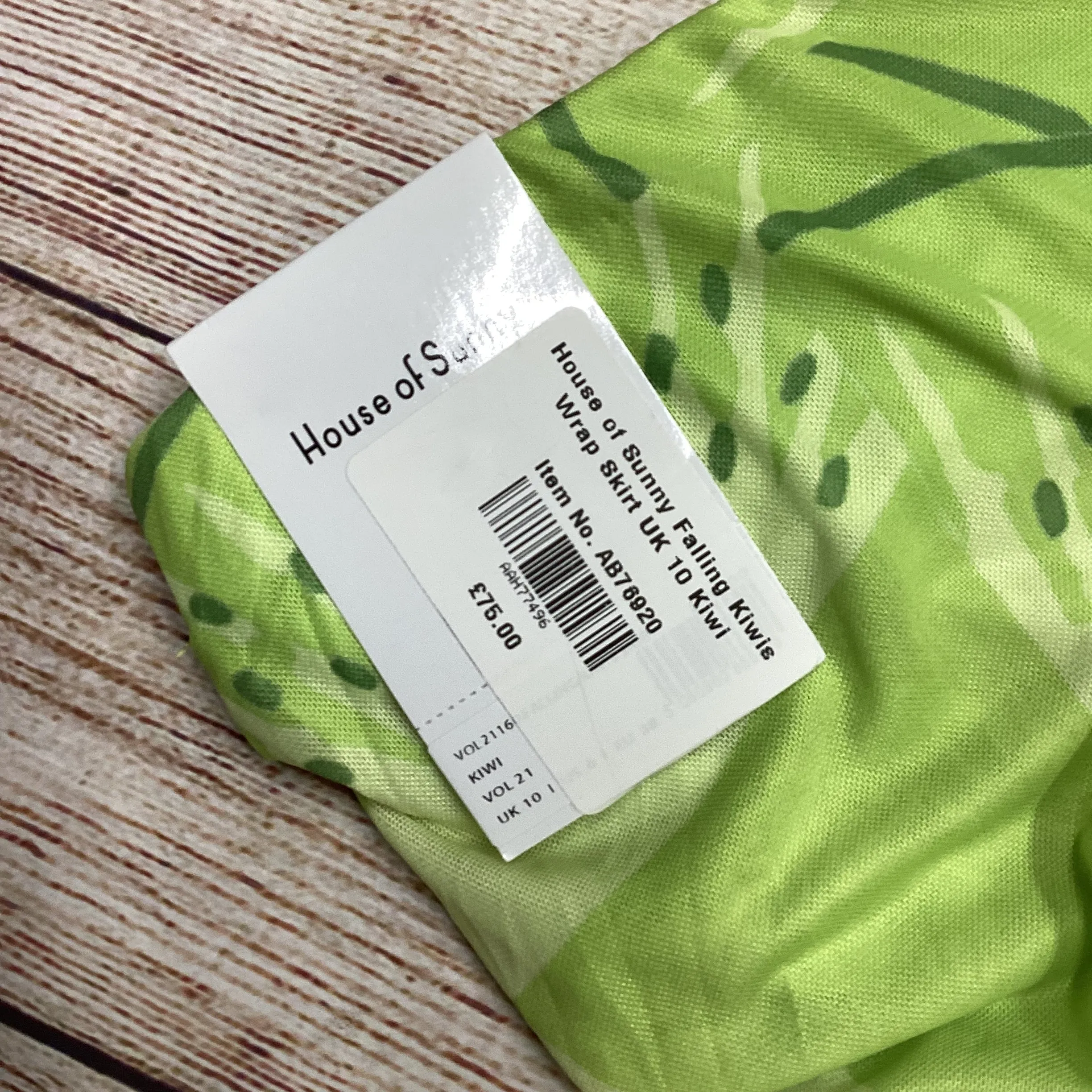 BNWT House Of Sunny Green Falling Kiwi Wrap Skirt Size 10
