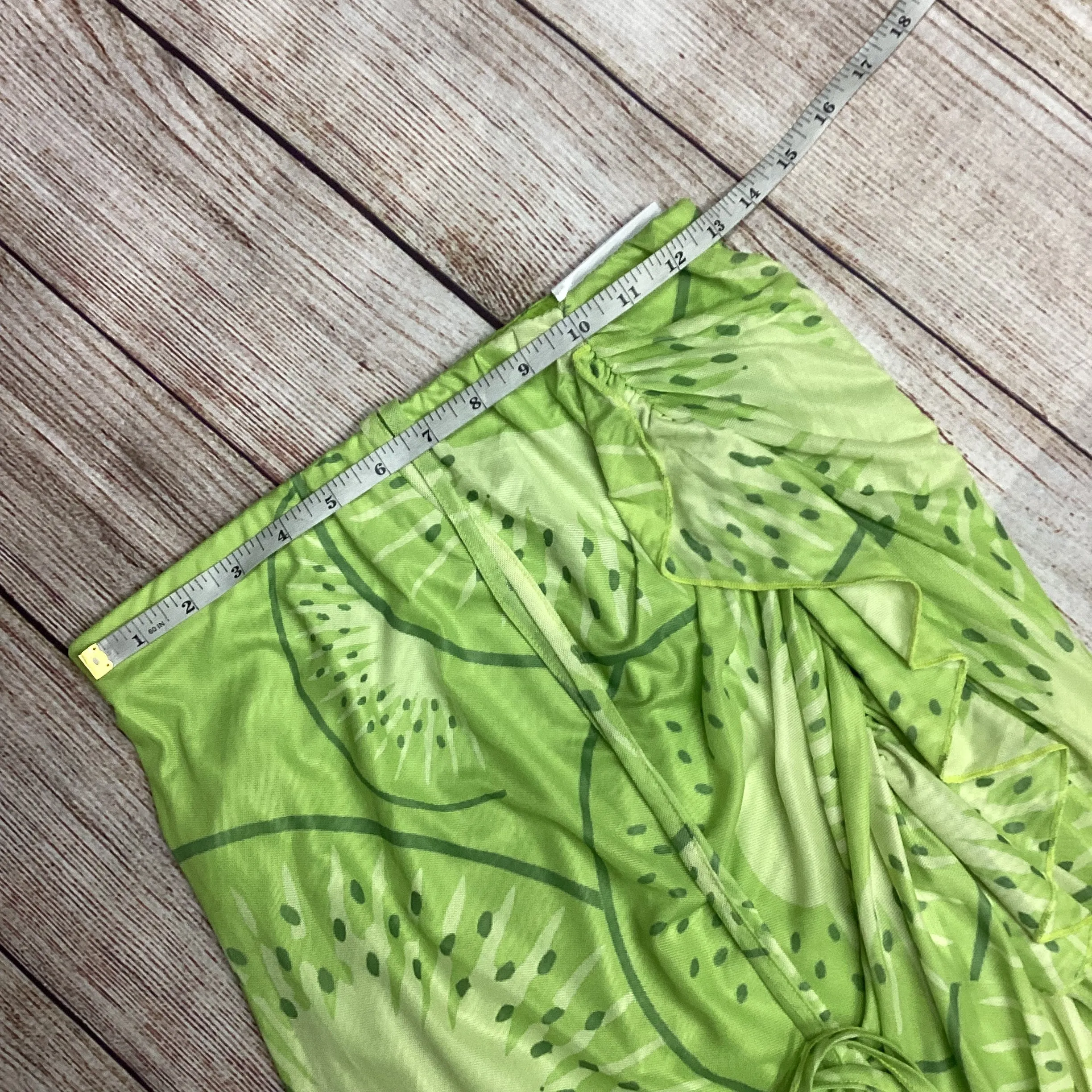 BNWT House Of Sunny Green Falling Kiwi Wrap Skirt Size 10