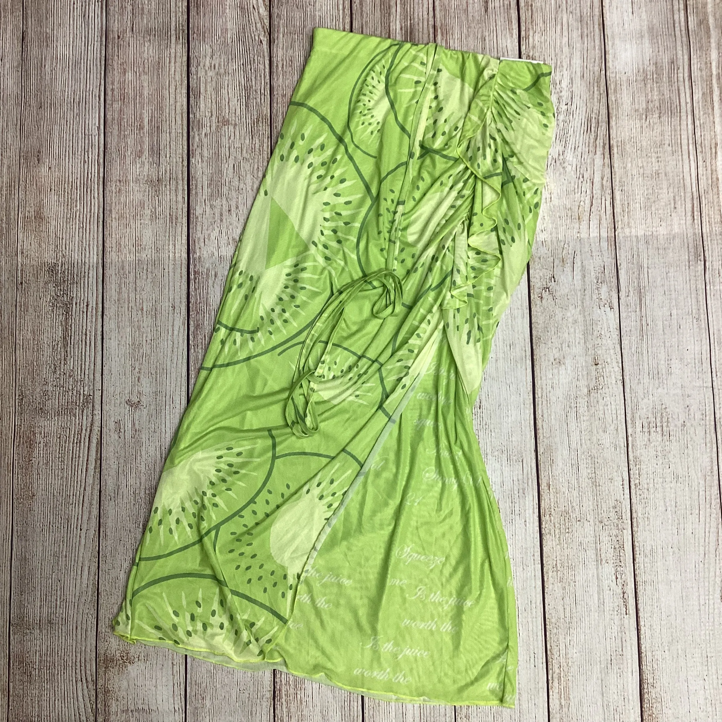 BNWT House Of Sunny Green Falling Kiwi Wrap Skirt Size 10