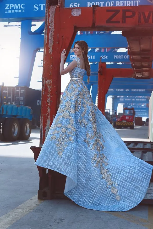 boat neck blue prom ball gown lace appliqué modest inexpensive elegant prom dresses long