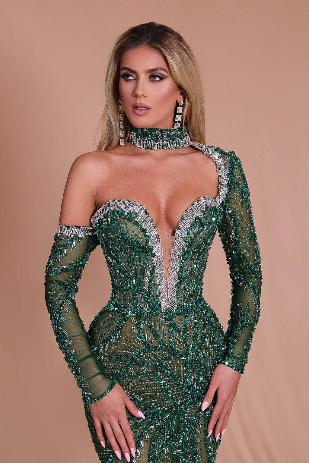 Bottle Green Evening Dress