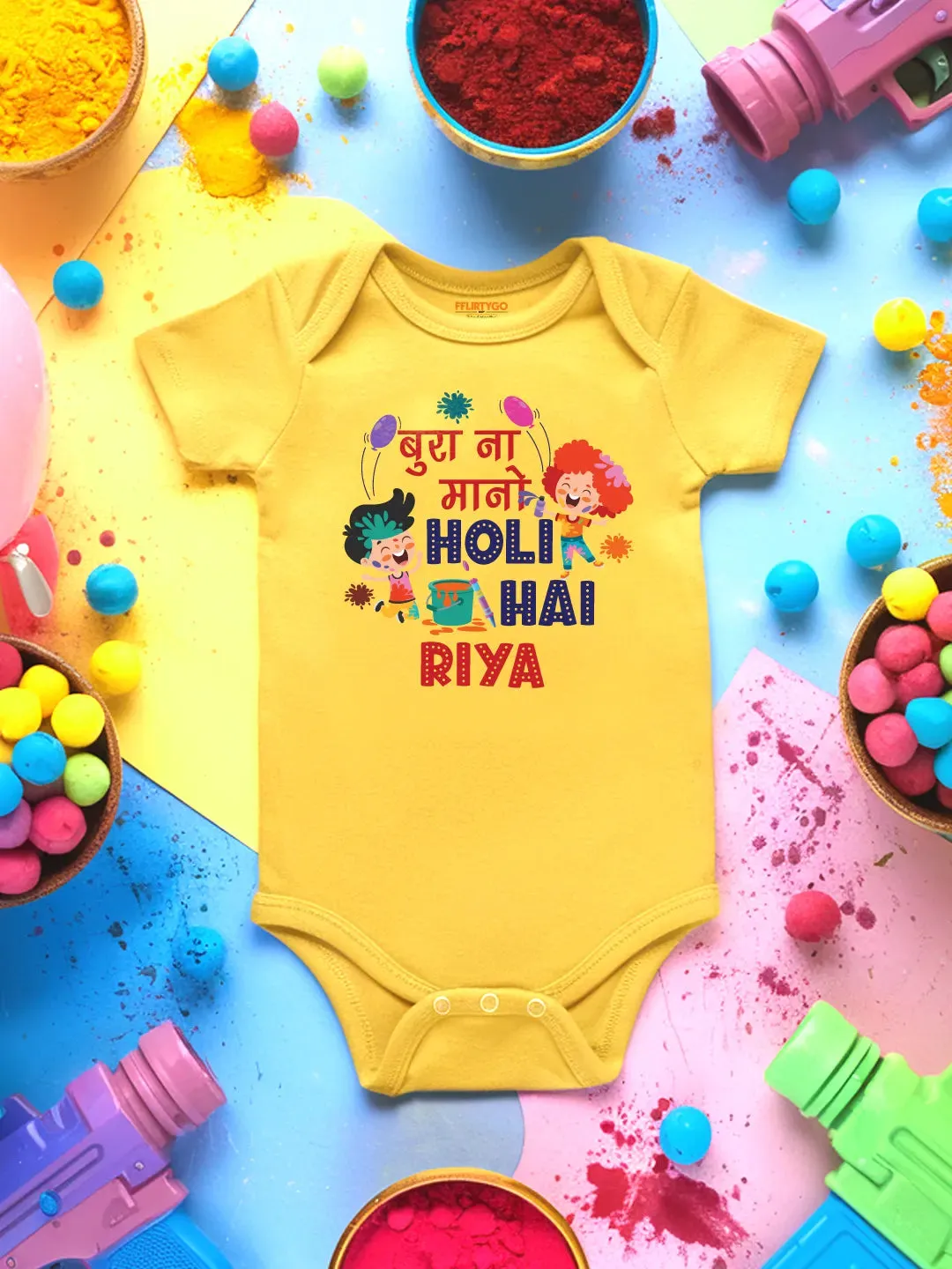 Bura Na Mano Holi Hai Baby Romper | Onesies w/ Custom Name