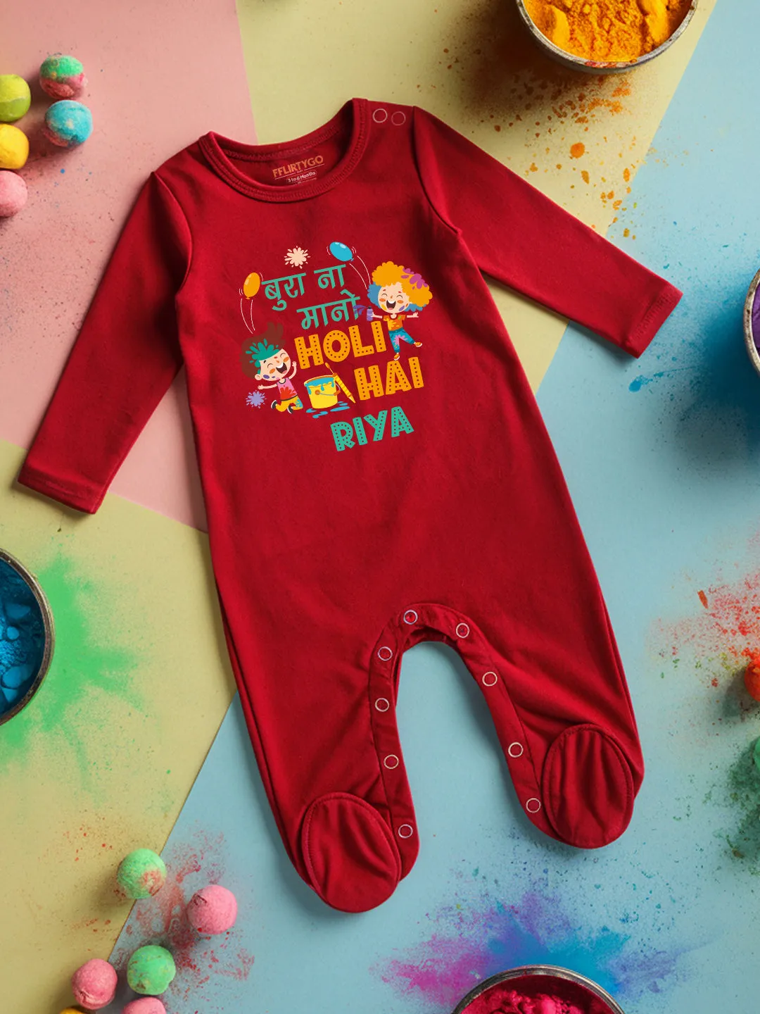 Bura Na Mano Holi Hai Baby Romper | Onesies w/ Custom Name