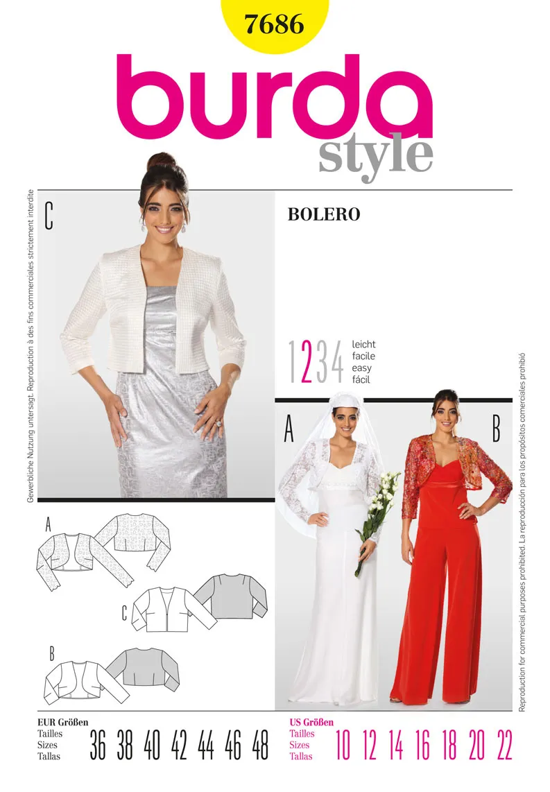 Burda 7686 Bolero Pattern