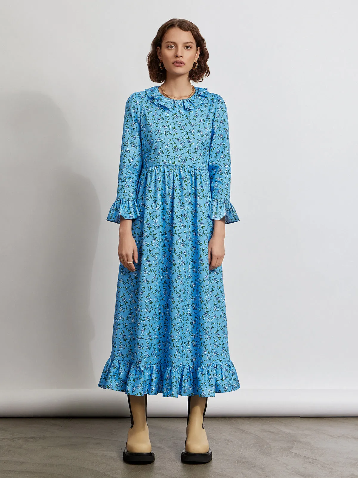 Carrie Frill Neck Cotton Dress