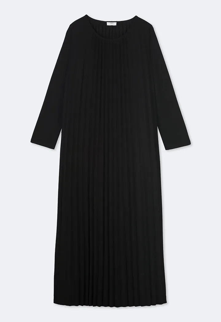 Choice Basic Pleated Maxi Dress Black