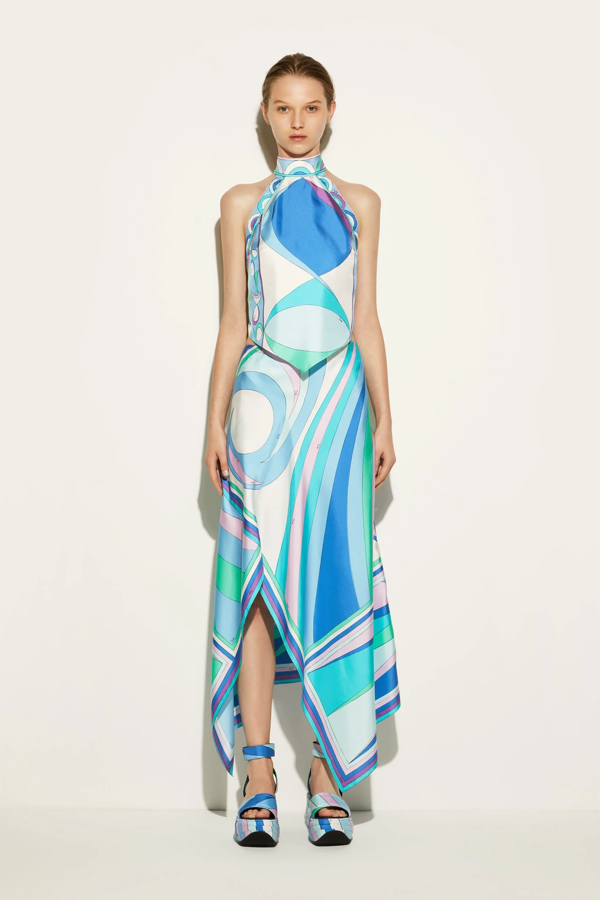 Cigni-Print Silk-Twill Skirt