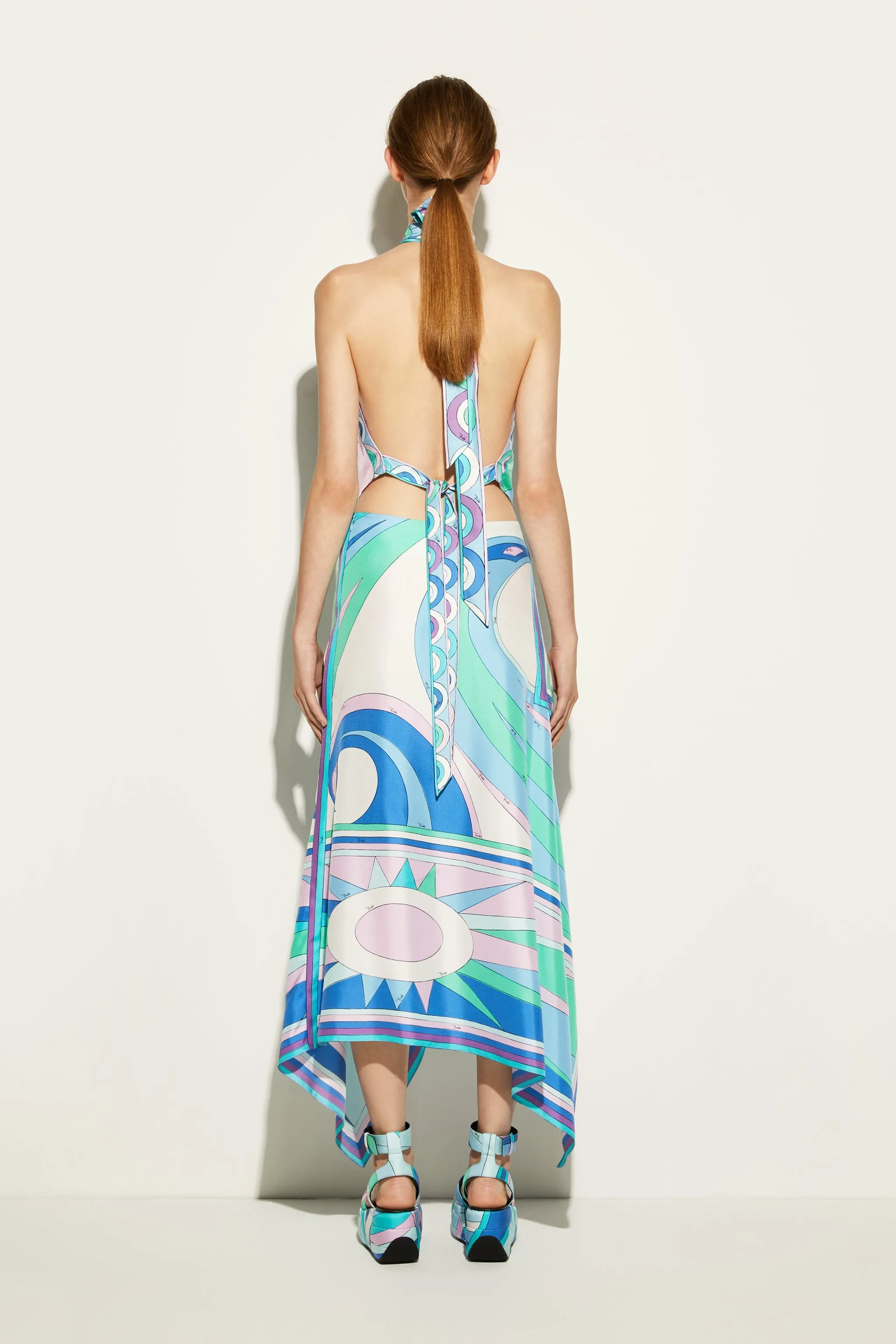 Cigni-Print Silk-Twill Skirt