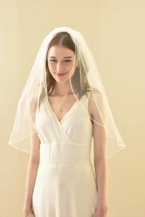 Classic Hip Length Veil with Satin Cord Edge