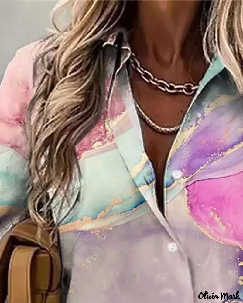 Deanwangkt - Marble Print Long Sleeve Button Down Shirt