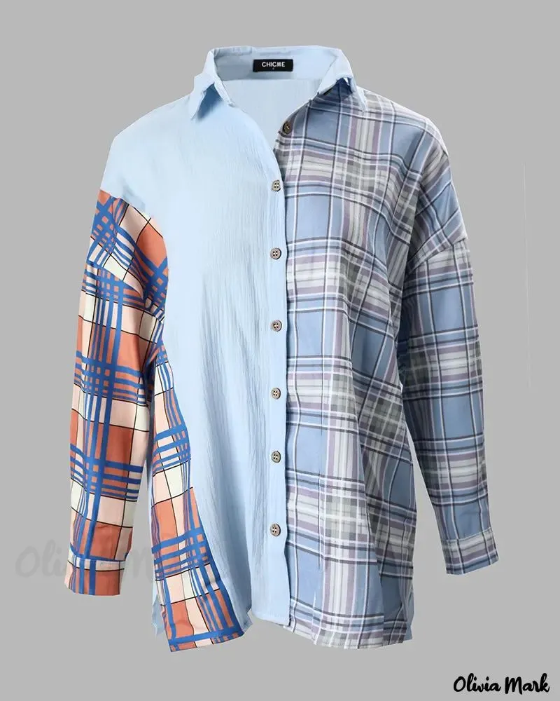 Deanwangkt - Plaid Print Long Sleeve Button-Up Shirt