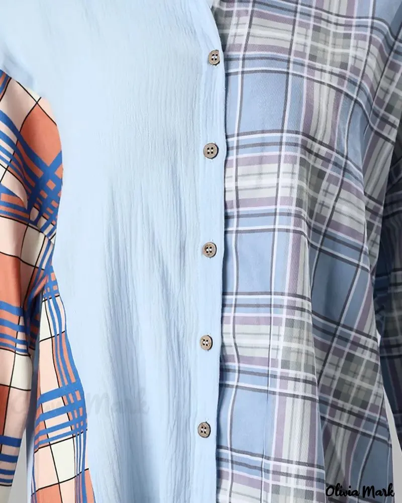 Deanwangkt - Plaid Print Long Sleeve Button-Up Shirt