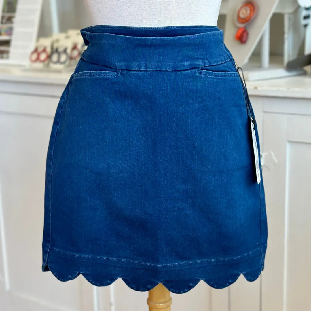 Denim Scallop Skort