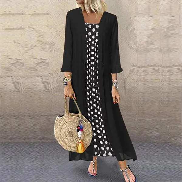 Dunnmall Daily Polka-Dot Two-Piece Dress