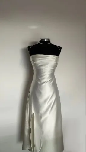 Elegant Formal Dresses Spaghetti Straps Ivory Prom Dress Slit Formal Dresses Gowns Evening Dresses