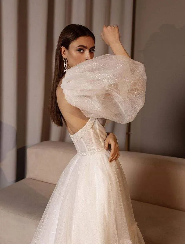 Engrave White Wedding Dress