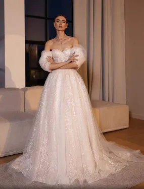 Engrave White Wedding Dress