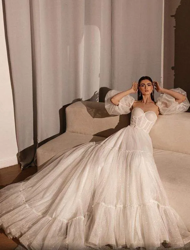 Engrave White Wedding Dress