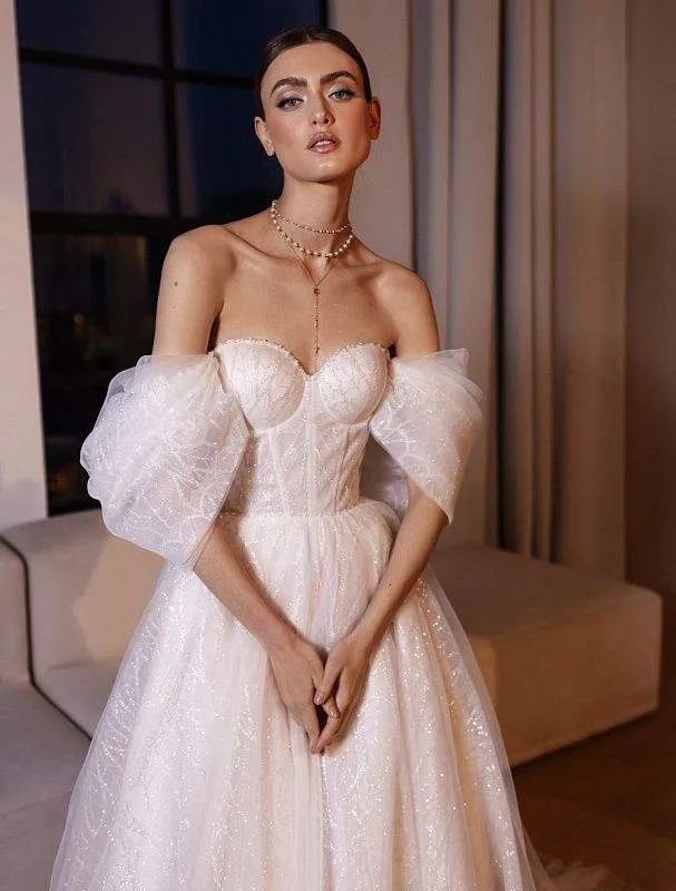 Engrave White Wedding Dress