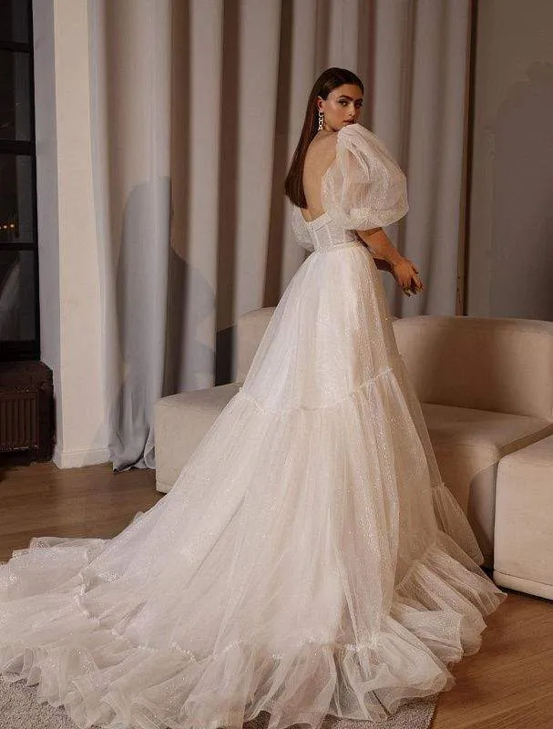 Engrave White Wedding Dress