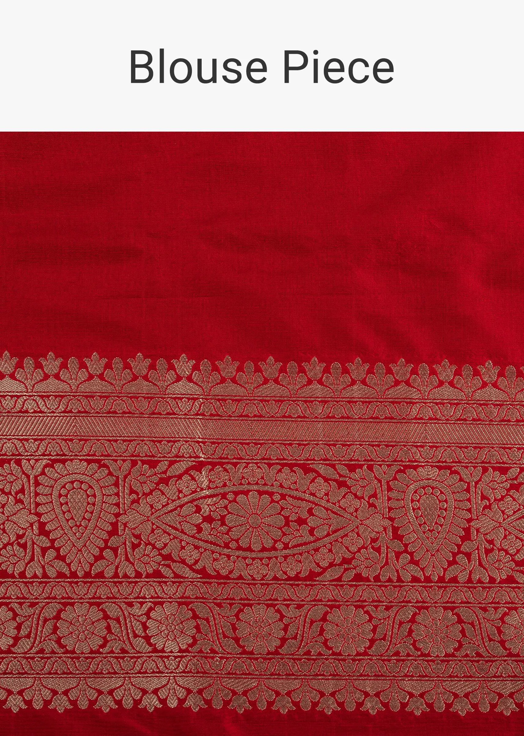 Fiery Red Zari Banarasi Saree In Katan Silk With Single Zari Work And Unstitched Blouse