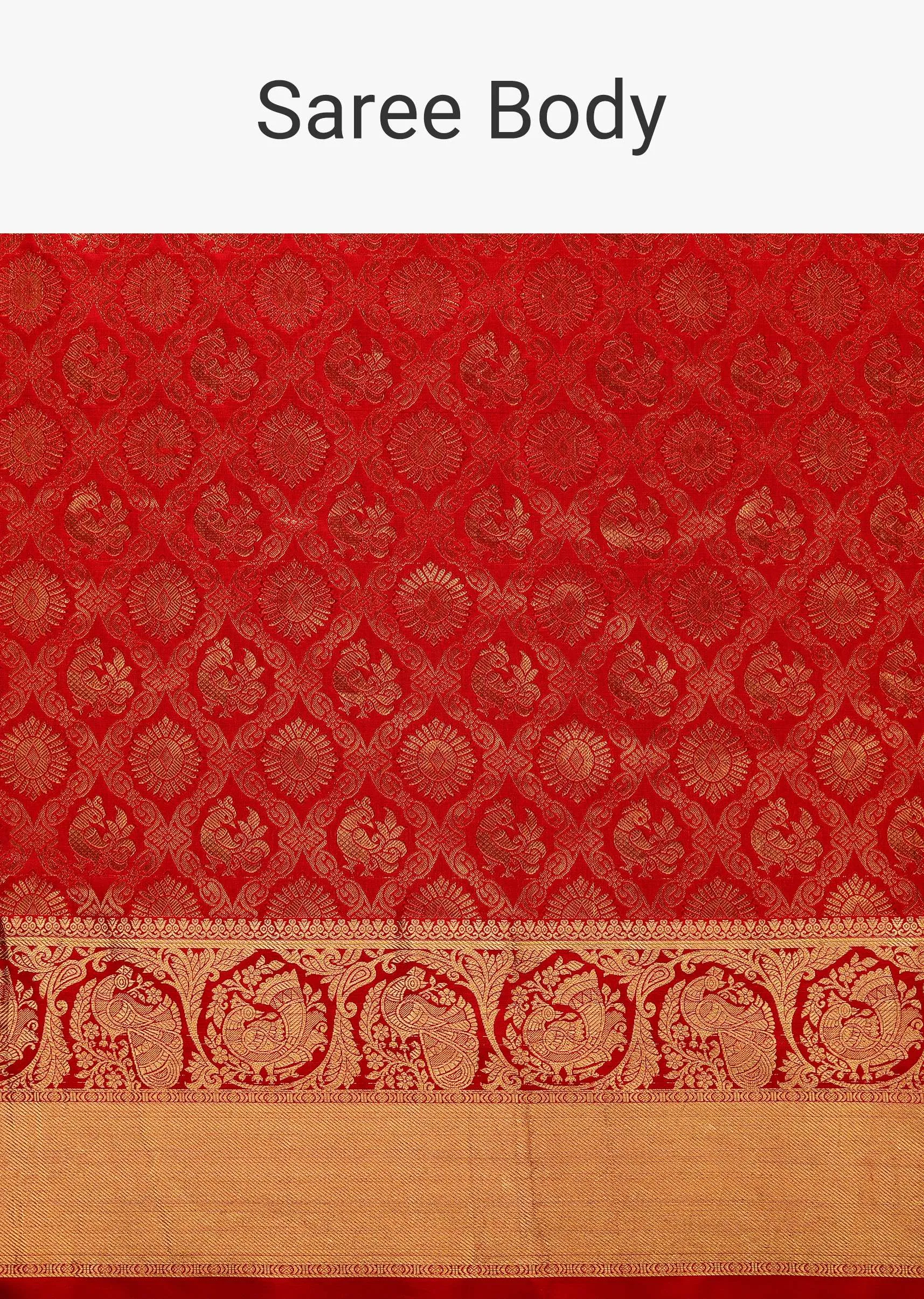 Fiery Red Zari Weave Kanjivaram Saree In Pure Uppada Silk With Unstitched Blouse
