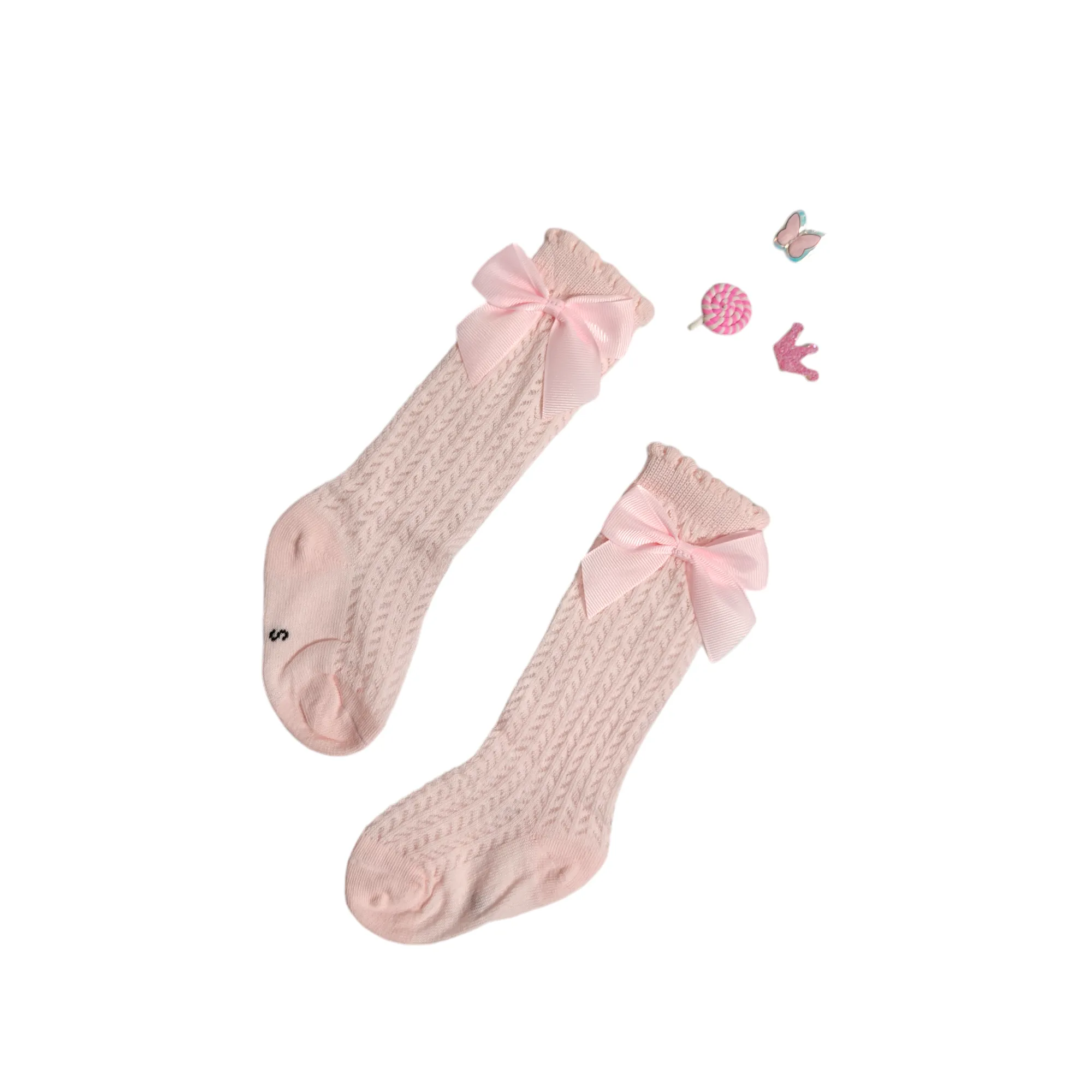 GIRLS' BOW DETAILED LONG SOCKS